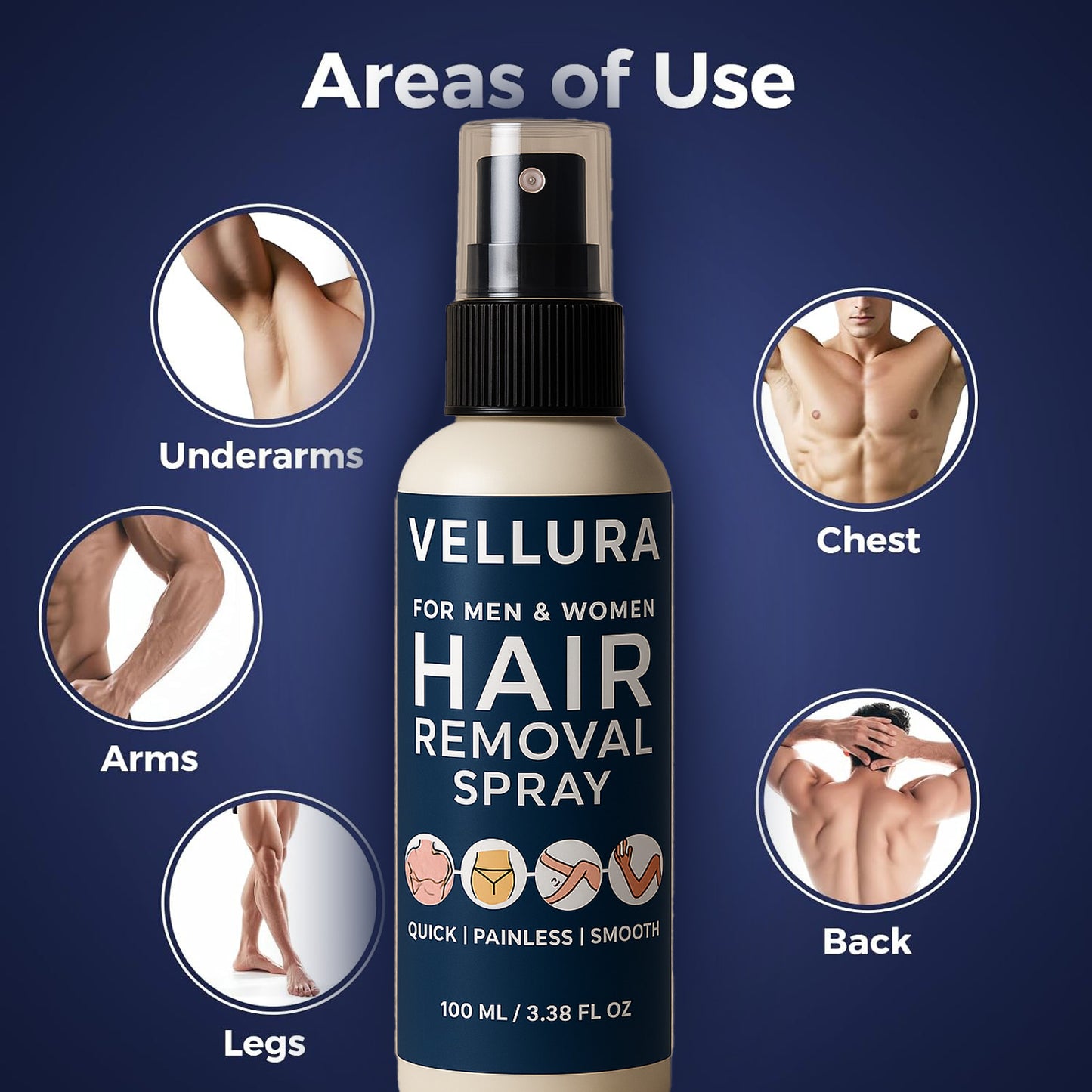 Vellura Hair Removal Spray – Quick, Painless & Smooth (For Men & Women)