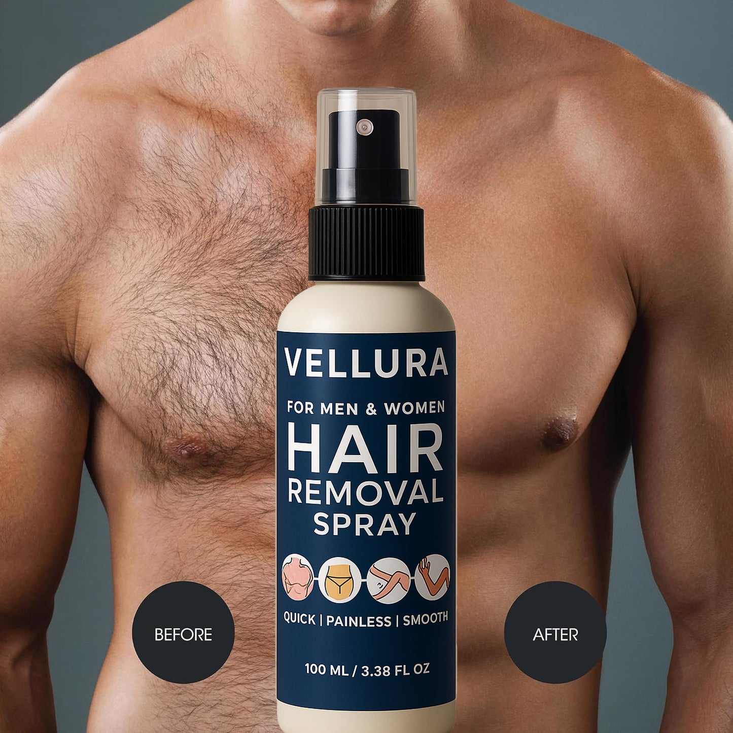 Vellura Hair Removal Spray – Quick, Painless & Smooth (For Men & Women)