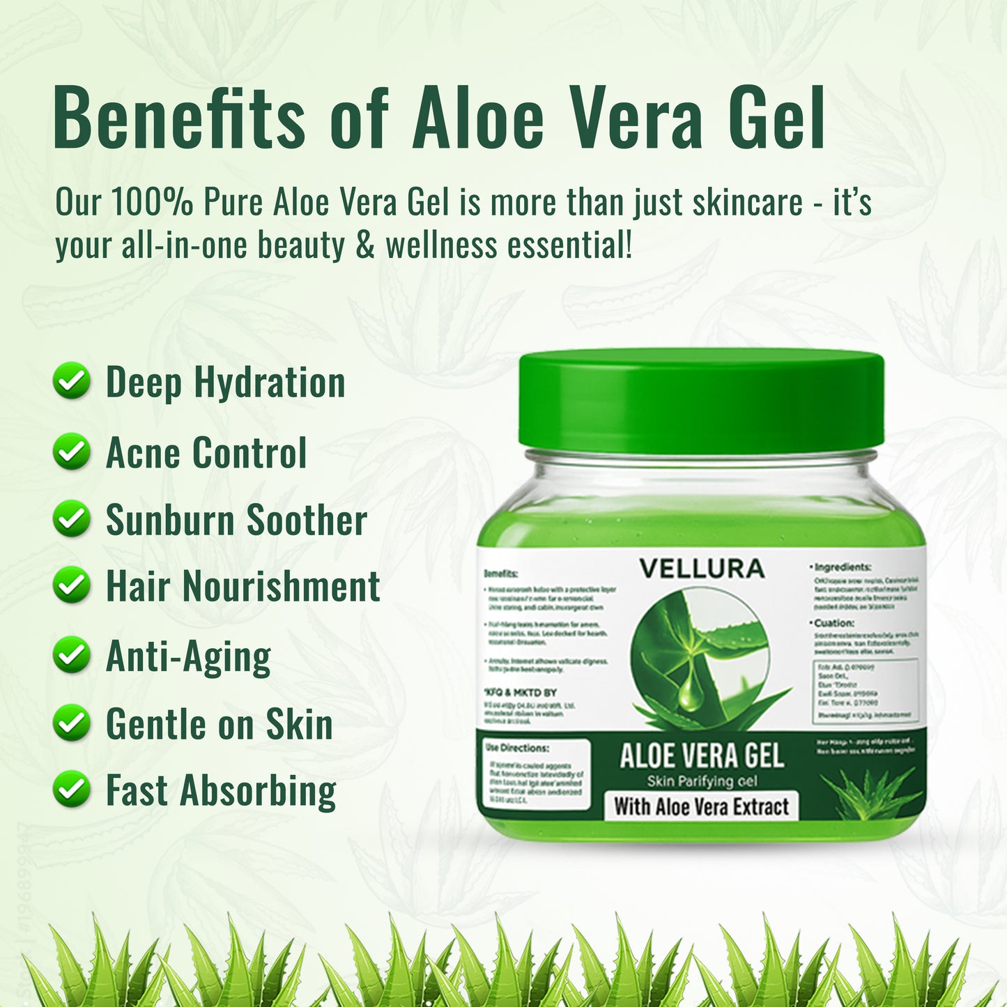 Vellura Aloe Vera Gel – Skin Purifying Gel